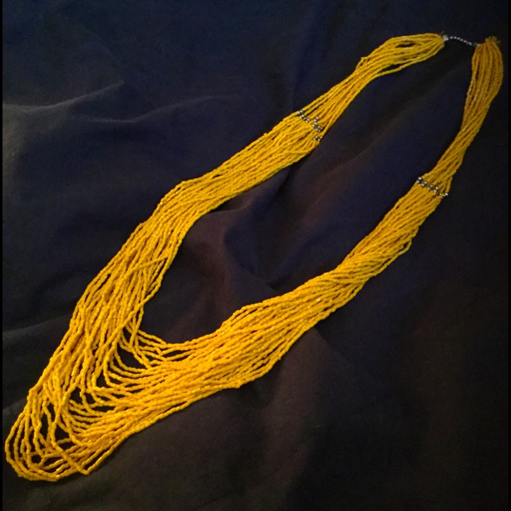 Yellow gold beaded swag necklace